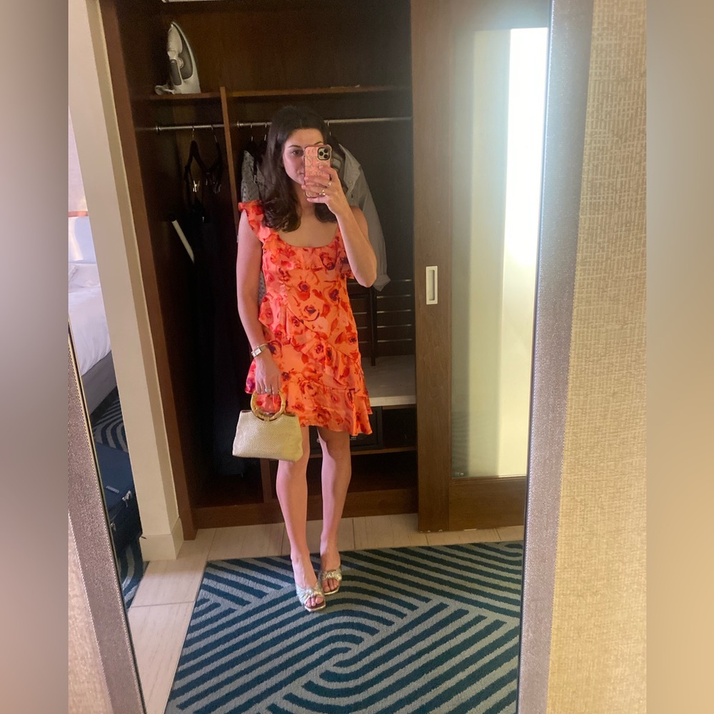 Topshop Floral Orange Dress